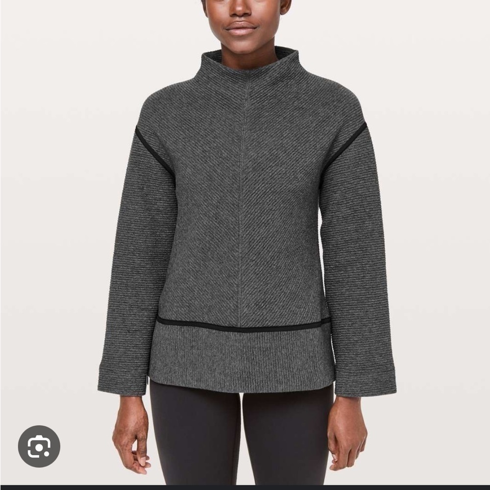 Lululemon gray on repeat mock neck top textured 4